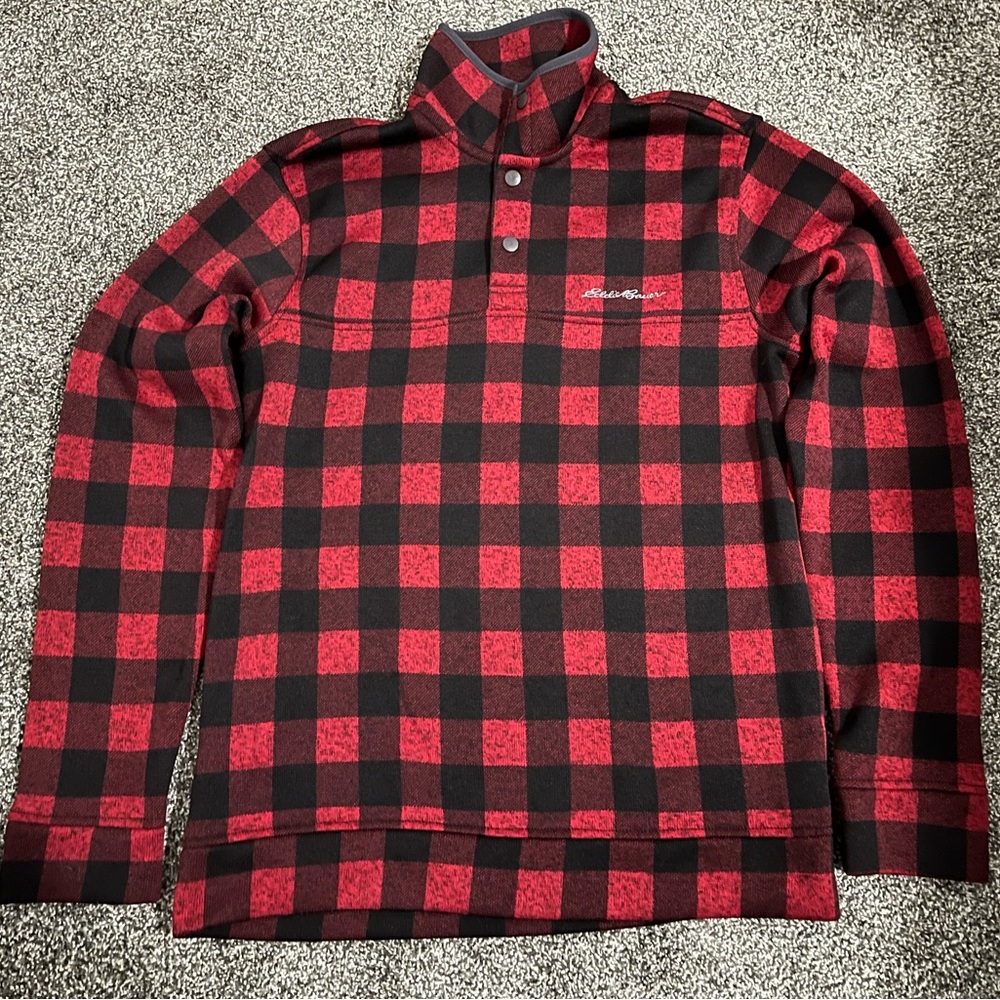 Eddie Bauer - Men’s Buffalo Plaid Button Pull Over - Size Medium
